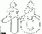The number ten with a candle, fill version