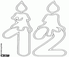 Number twelve with candles, fine line