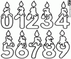 The ten digit of the decimal number system, from 0 to 9 with lit candles