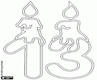 Drawing to fill with a thirteen and two candles