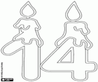 A fourteen, a 1 and a 4 with candles