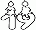 Number nineteen with two candles, version with thick line