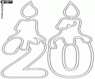 A two and a zero with the candles. A number twenty for birthday