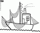 Boat with fishing nets