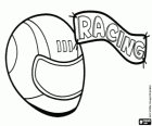 The word Racing and a helmet