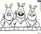 The naughty pigs behind the wall of stone from the piggery