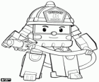 Roy, the fireman with the fire hose. A character from Robocar Poli
