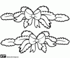 Two vegetal ornaments with ribbons for Christmas celebrations