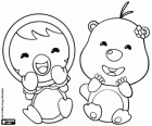 Petty and Loopy, two little friends who are laughing. Characters of Pororo the Little Penguin