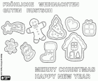 Merry Christmas and a Happy New Year with Christmas cookies, in English and German