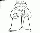 The king Balthazar with his gift for the Christ child