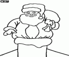 Santa Claus in a roof chimney