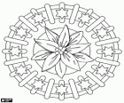 A mandala with the Christmas flower and stars