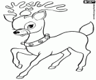A Christmas reindeer with a jingle bells collar