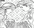 Princess Leonora and the Prince playing an interesting chess match