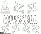 Russell, English name for child. Comes from the English surname Russell. Surname of French origin meaning the little red-haired man
