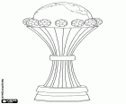 The trophy of the Africa Cup of Nations. AFCON, Africa Cup, football competition with national teams organized by the CAF, the African Football Confederation