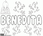 Benedita, female name of Latin origin. Derived of Benedictus
