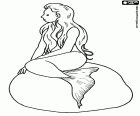 A young mermaid sitting on a rock. This siren is very similar to the famous statue little mermaid of Copenhagen