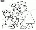 Puzzle of a veterinarian with a small bear