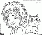 Tip and Pig, the teenage girl with her pet, a cat