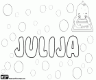 Julija, female name of Latin origin. Julija, name derived from the Latin Iulia in several slavic languages. It also corresponds to the transliteration of the name in Russian, Ukrainian, Serbian and Bulgarian