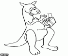 A kangaroo mother very happy to receive a small gift from her son on the occasion of mother's day