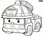The fire truck Robotruck Roy ready for an emergency