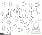 Juana, feminine form of Juan, John in Spanish. The diminutive of Juana is Juanita