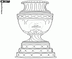 The trophy of Copa America of football. International tournament of national teams from the ten countries of the CONMEBOL, South American Football Confederation, and two invited national teams