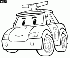 The police car Robocar Poli, the main protagonist, is always alert for any emergency notice