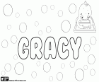 Gracy, variant of Grace and Gracey. Name of biblical origin