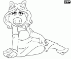 The muppet Miss Piggy in a very sensual position. Miss Piggy, the pig is a main character from the Muppet Show