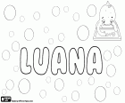Luana, name with different origins. Luana, name with Hawaiian origin, its meaning is happy. Luana, name formed by the combination of Lou and Ana. Luana has variants as Lewanna, Louann and Lujuana, among many others