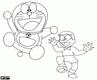 The main protagonists are the cosmic cat Doraemon and his human friend, a Japanese boy named Nobita Nobi