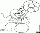 The little mouse of big feet Diddl with a pretty flower