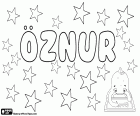 Öznur, name for girl of Turkish origin. Also used as a male first name