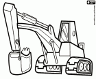 An excavator, an excavating equipment in action, machine for construction
