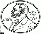 A Commemorative Medal of the Nobel Prize. Medal with the image of Alfred Nobel in profile with the date of birth, on October 21, 1833, and the date of death, on December 10, 1896. Alfred Nobel, the Swedish inventor and industrialist who spent his fortune on the Nobel prizes in his will. Alfred Nobel invented dynamite. Nobel prizes are awarded each year since 1901 the most important persons in physics, chemistry, medicine, literature and peace