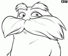 The face of the main protagonist, the Lorax with his distinctive eyebrows and mustache