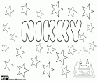 Nikky, name used as a diminutive of the feminine name Nicole and also of the name for boy Nicholas