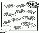 Coloring page to count up to ten, with 10 tarantulas, ten spiders of our friend Diego