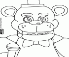 Freddy, a robotic bear, a character from Five Nights at Freddy's, a video game of terror by Scott Cawthon. The adventures occur during evenings in the pizzeria Freddy Fazbear's Pizza and the protagonists are the night security guard and dangerous robotic animals
