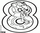 The number eight represented by a mouse sitting on a cheese