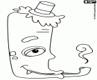 The letter L is a veteran monster with a top hat and smoking a pipe, seen in profile