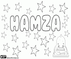 Hamza, variant of Hamzah, male name of Arabic origin used in the Muslim world