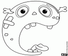The letter C is a monster with two large eyes and a large open mouth with teeth and the tongue out