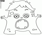 The monster of letter A is a monster with the eyes, the mouth and with two short arms completely open