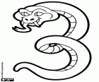 The snake in attack position creating the shape of the number three