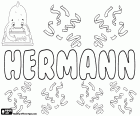 Hermann, name for child of Germanic origin, its meaning is army man or soldier. Herman is the same name in other languages such as English, Dutch, Swedish, Norwegian, Danish and Slovenian